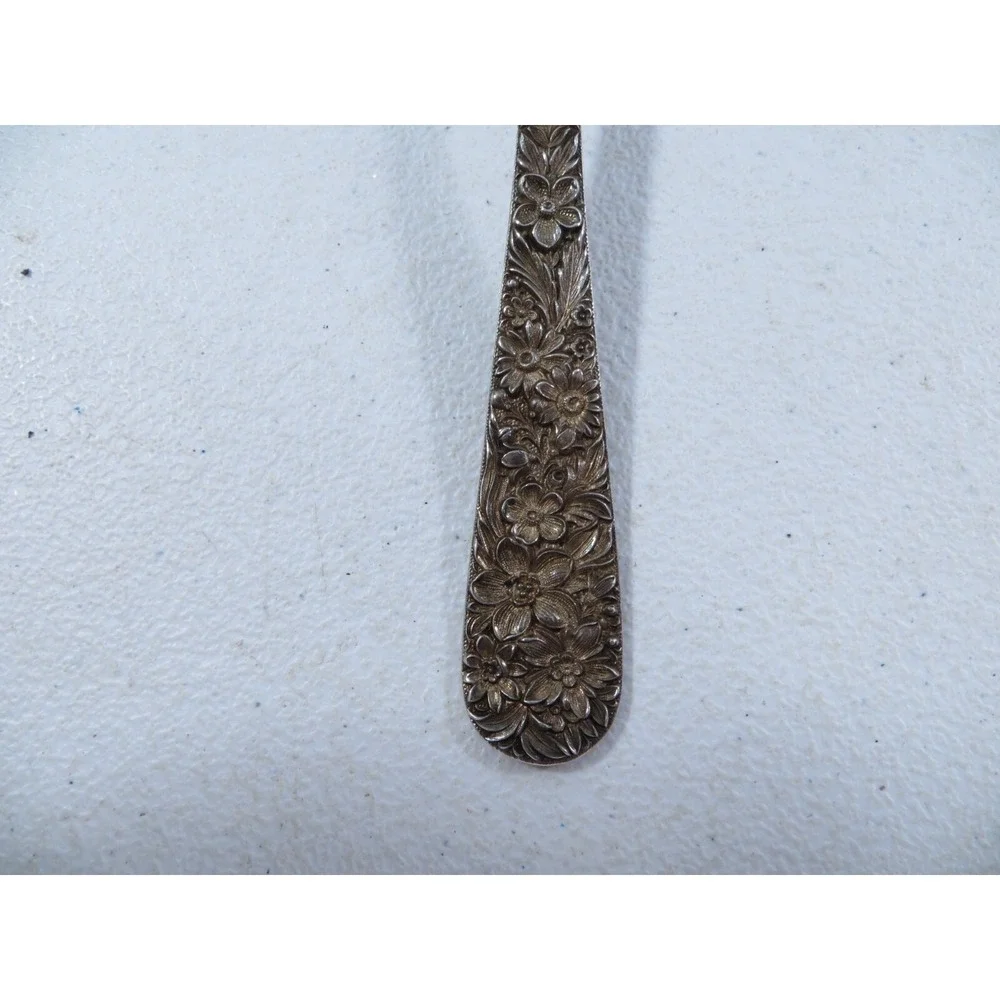 Antique S. Kirk & Son Inc Repousse Sterling Silver Serving Spoon‎ 8.5